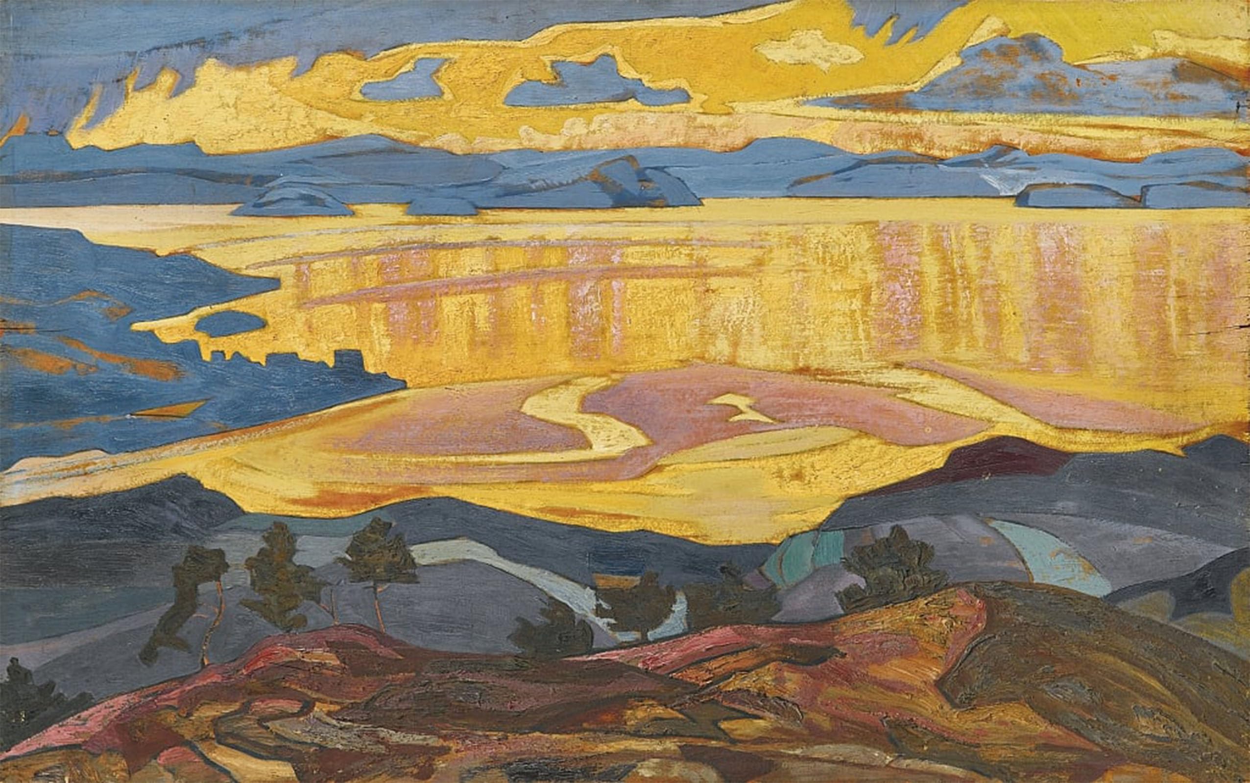 SERENDIPITP Abstract Painting Mural Print Picture Wall Decor Painting Before the Rain by Nikolai Konstantinowitsch Roerich Vintage Wall Artwork for Home Decor 60x90cm