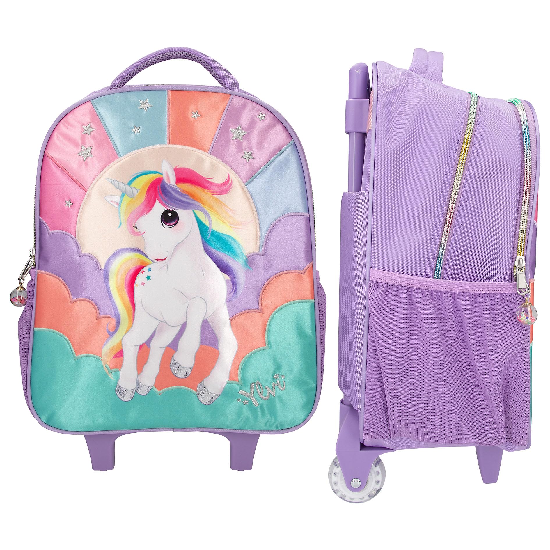 Depesche 12615 Ylvi - Trolley mit blinkenden LED Rollen, Kinderkoffer mit Teleskopgriff, ca. 38 x 30 x 16 cm