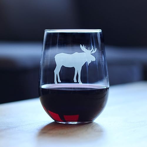 Miniatura 3 de Moose Silhouette - Stemless Wine Glass - Cabin Themed Gifts or Rustic Decor - Large 17 Ounce