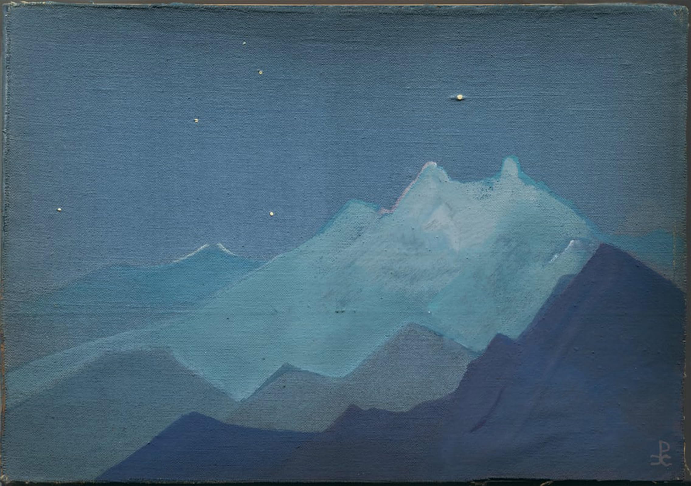 POSTERIIk Vintage Classic Picture Landscape Artwork Himalayas Moonlit Mountains by Nicholas Roerich Portrait Canvas Painting for Office Home Decor 60x90cm
