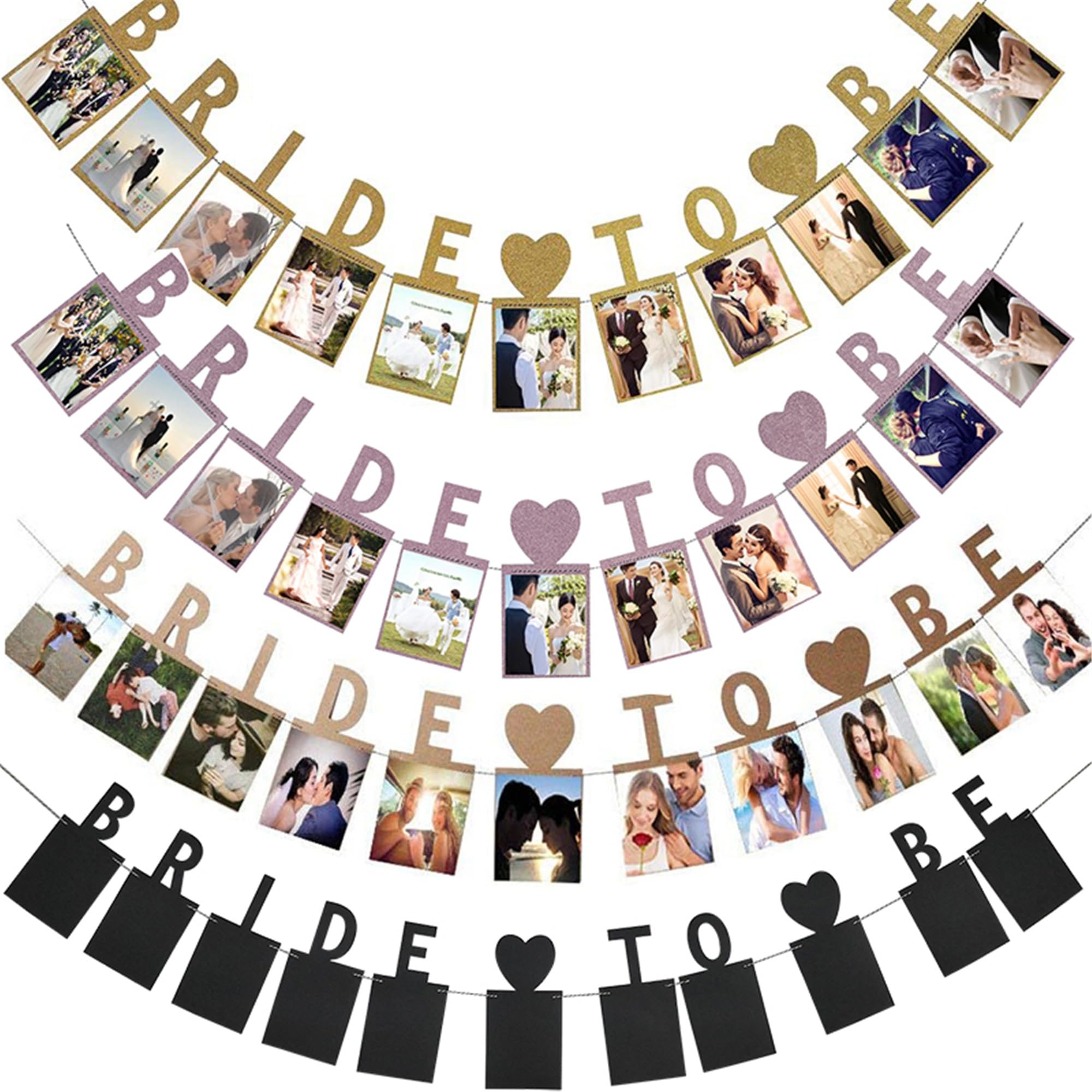 SrchJoy Bride to Be Photo Banner Hen Do Party Picture Banner Garland Bridal Shower Wedding Party Photo Bunting Decorations (Black)