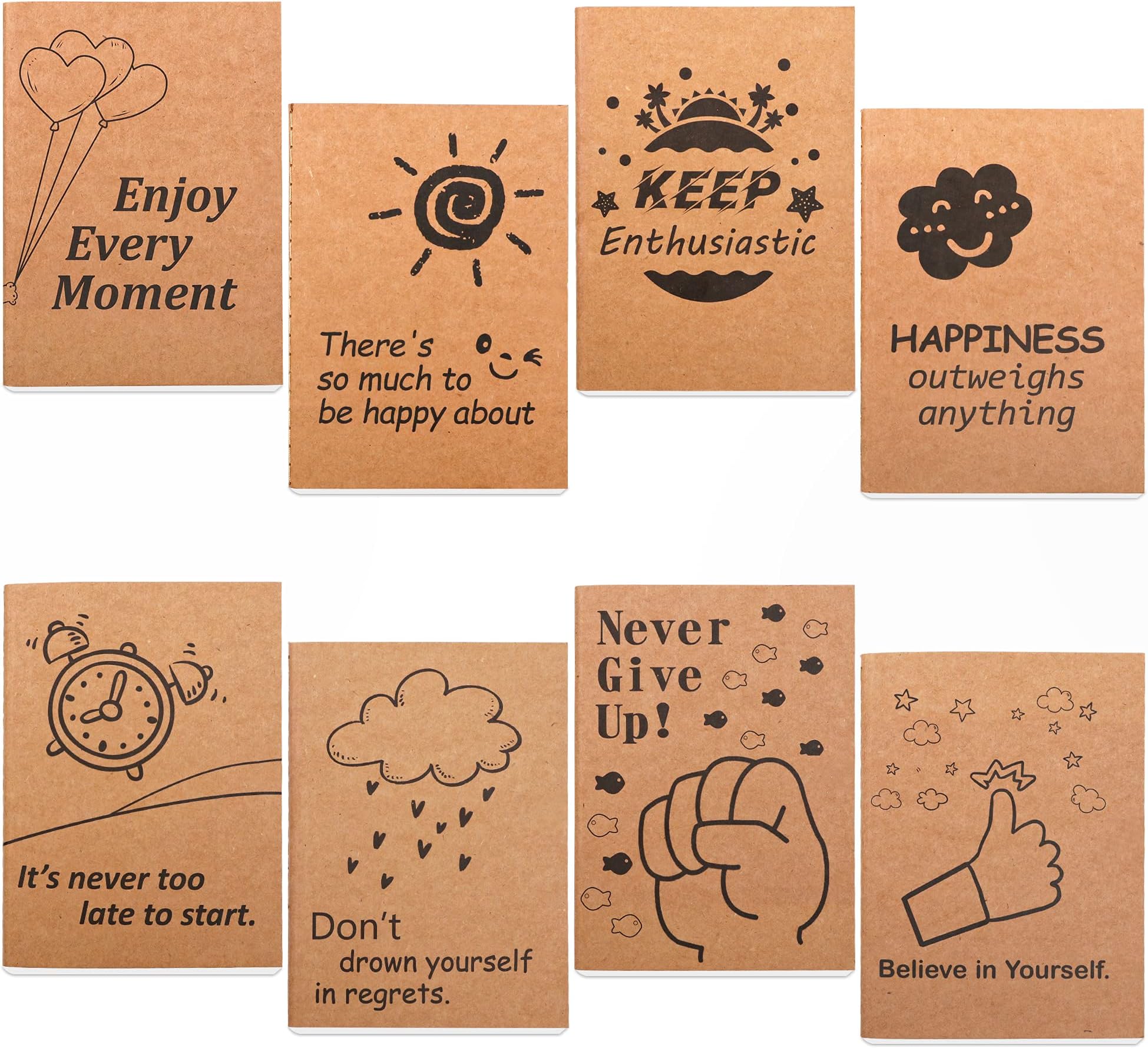 feelaA6 Small Pocket Kraft Notebooks, 8 Pack Mini Pocket Size A6 Lined Notebook, 80 Pages Journal Notepads, Pack of Small Blank Journal Bulk for Women Kids Students Gift School Supplies, 10.4X14.7cm