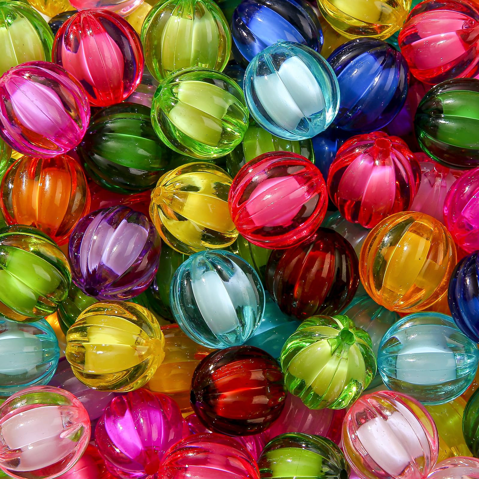 CYEENUT 20mm Acrylic Beads 100pcs Chunky Bubblegum Bead Bulk Mixed Color Opaque Beads for DIY Bead Pen (Color)
