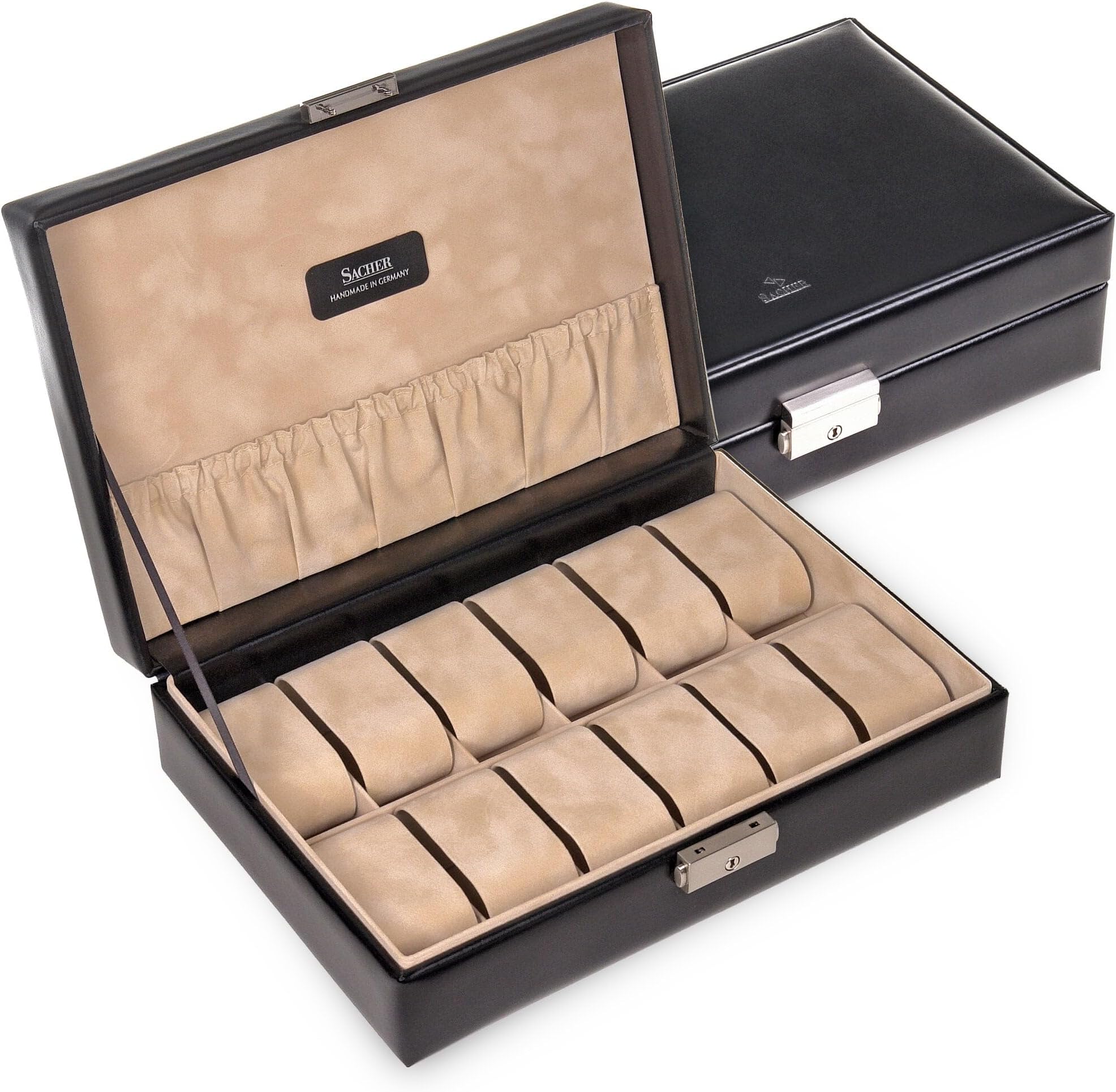 SACHER case for 12 watches/new classic/black/handmade in Germany