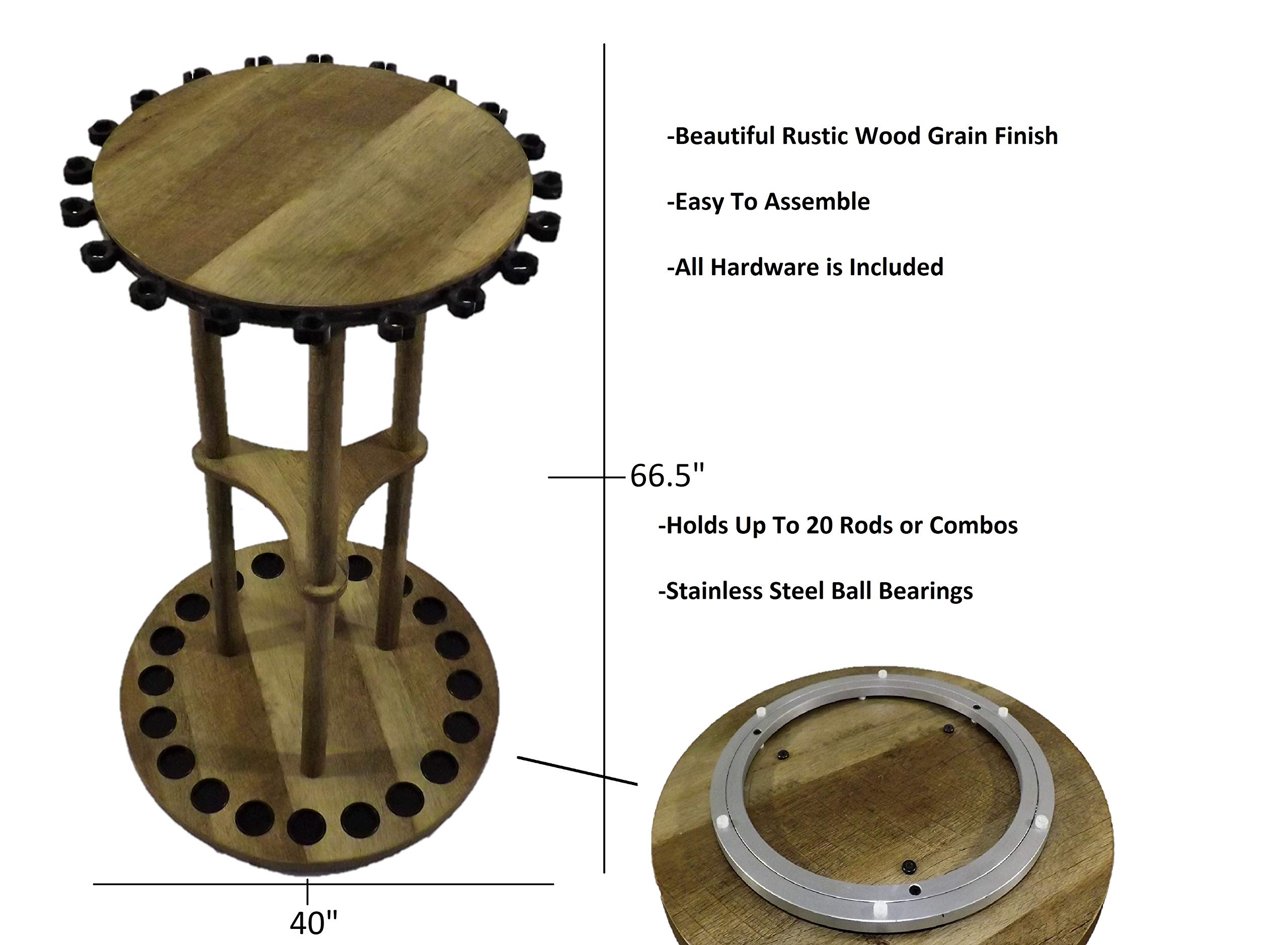 Wooden Round Racking Snapklik.com : Old Cedar Outfitters Barnwood Spinning Round Rack, 20 Rod