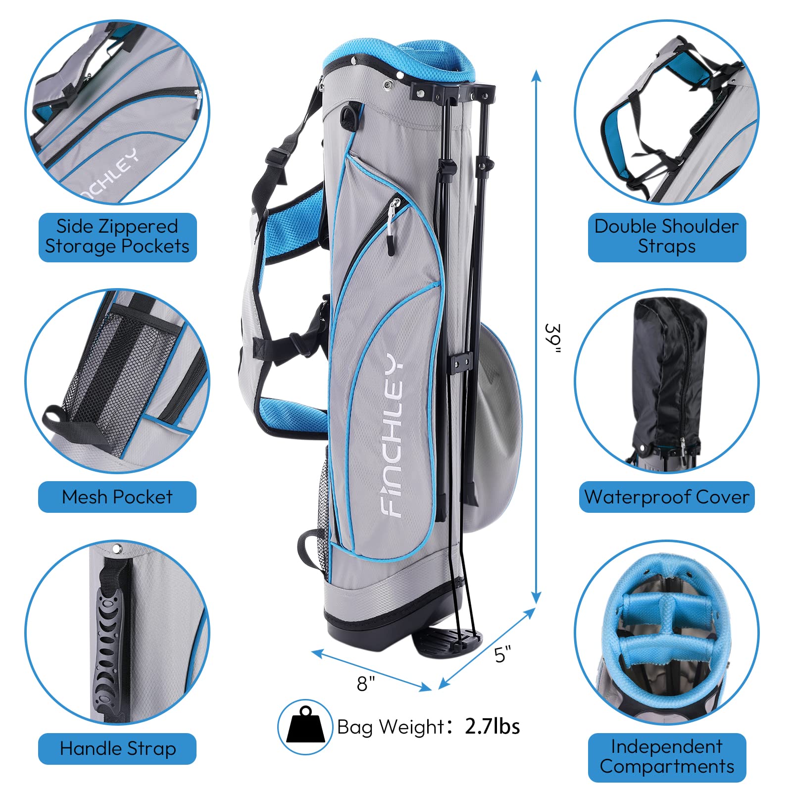 Amazon.co.jp: FINCHLEY ジュニアゴルフクラブセット 8~12歳用 ブルー