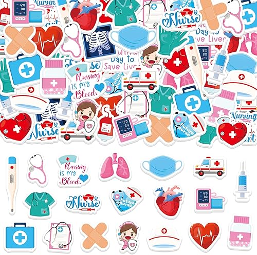 300Pcs Nurse Foam Stickers, Funny Medical Foam Sticker Self Adhesive Nurse Decorative Stickers for Nursing Graduation Nurses Week DIY Arts Crafts Party Favors School Activity Reward