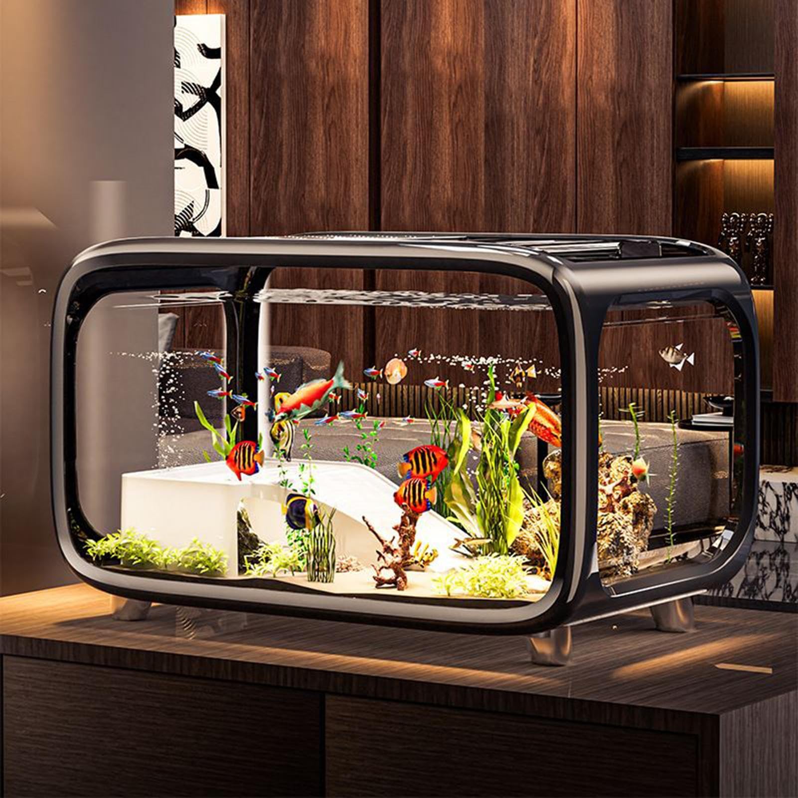 Acquario Acquario Paesaggio per Betta | Habitat Acrilico Chiaro Per Tartarughe Lumache Betta Acquatiche