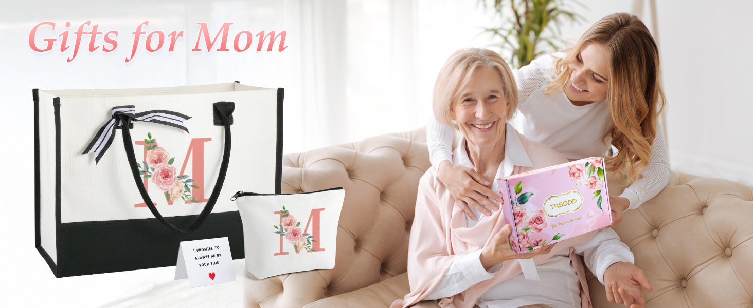 Birthday Gifts for Women Mothers Day Gifts for Mom Wife Grandma Daughter Sister Friends Bridesmaid Teacher Appreciation Tote Bag and Makeup Bag