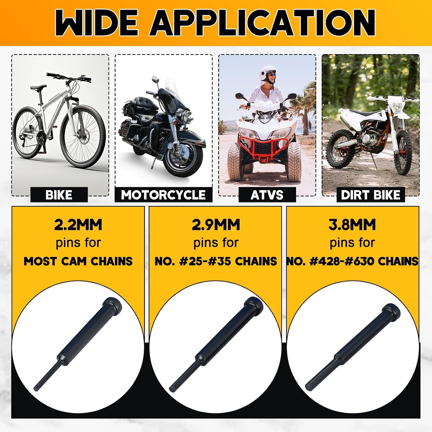 19PCS Motorcycle Chain Breaker Tool Kit | Chain Cutter & Riveter Set with C Frame, Chain Breaker Chain Link Removal Tool for ATV Dirt Bike Cam and 25-630 Chains, Chain Rivet Tool