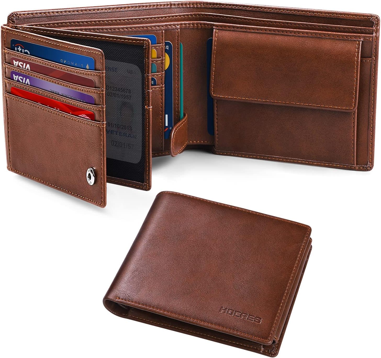 Geldbörsen für Männer Muti-Functional RFID Blocking Leather Slim Wallet mit 15 Kreditkarteninhabern, 2 Banknotenfächern und 2 ID-Fenster Minimalist Wallets Männer mit Geschenkbox