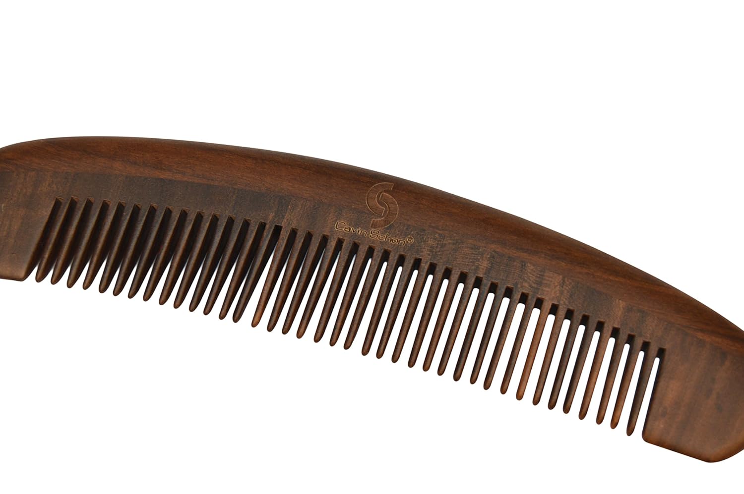 Chacate Preto Wood Curved Comb - Red & Light Green Flowery Design on the back and sides