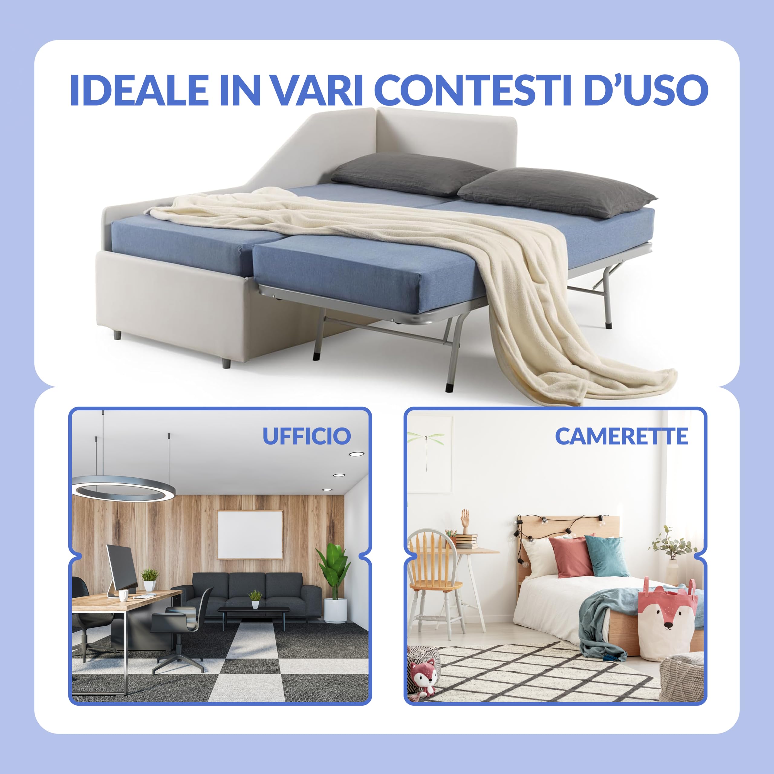 NUVOLA Play - Rete Letto Singolo 80x190 Estraibile con Doghe in Legno, Rete Singola Ortopedica Ideale per Letti Singoli o Divani, Letto a Scomparsa Singolo - Confortevole e Robusto - Made in Italy