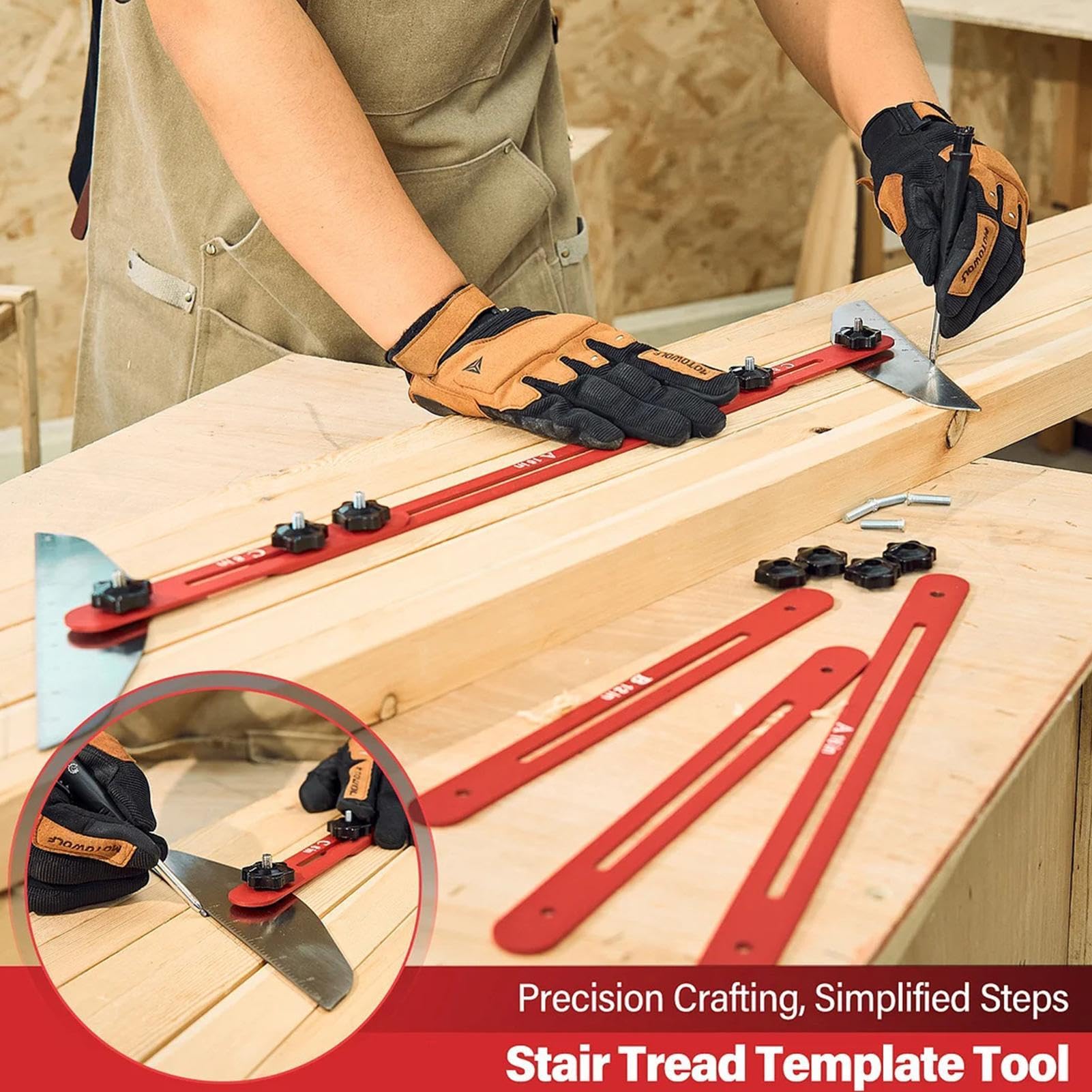 Outils De Coupe D'escaliers | Outils De Jauge De Contremarches | Outil Pour Matériaux En Alliage | Jauge D'escalier Parfaite Avec Des Mesures De 8 Pouces À 60 Pouces Pour Couper Des Escaliers, Des Con