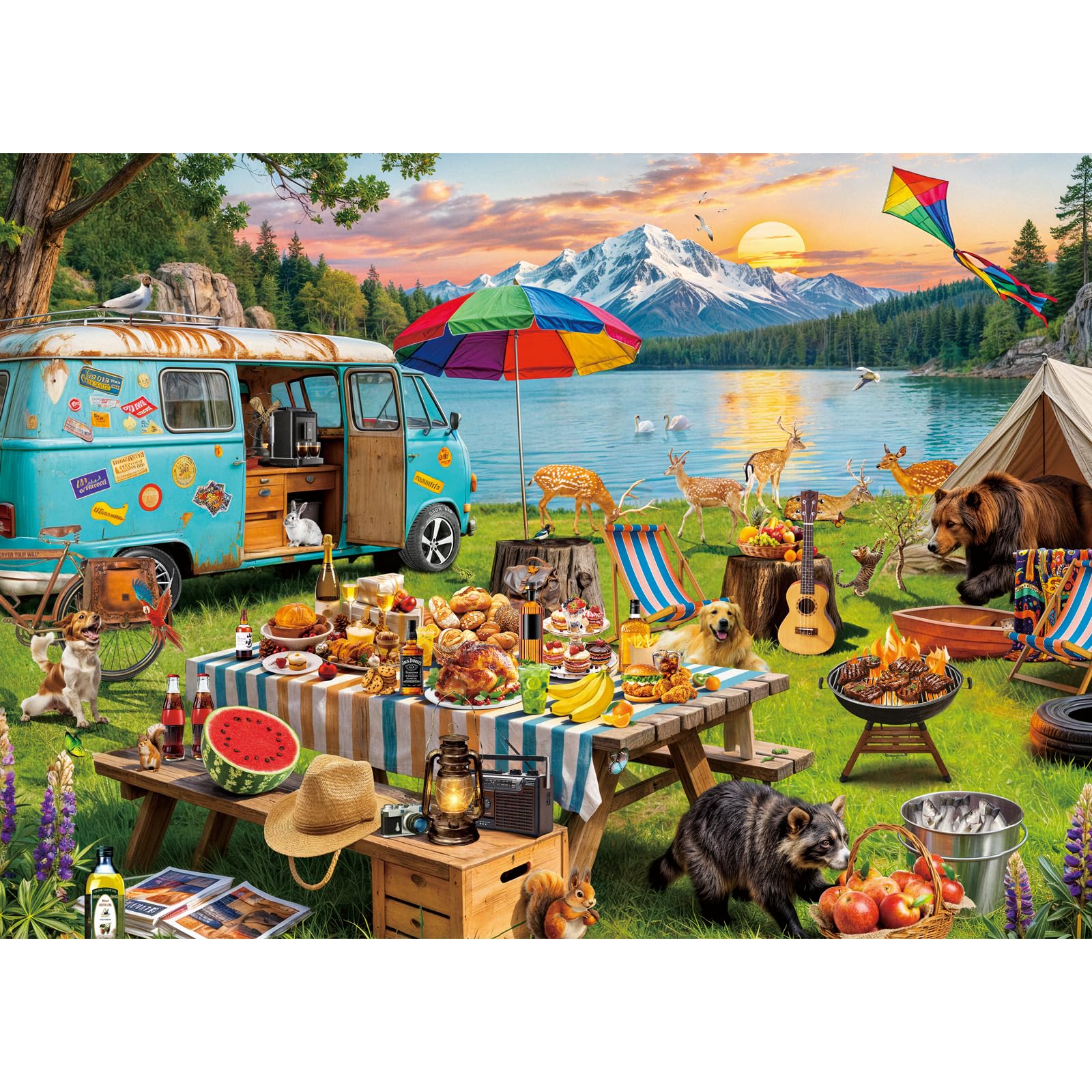 HUADADA 1000 Piece Jigsaw Puzzles for Adults-Outdoor Camping-Jigsaw Puzzles for Adults 1000-Family Interactive Games Jigsaw Puzzle Gift — image 1