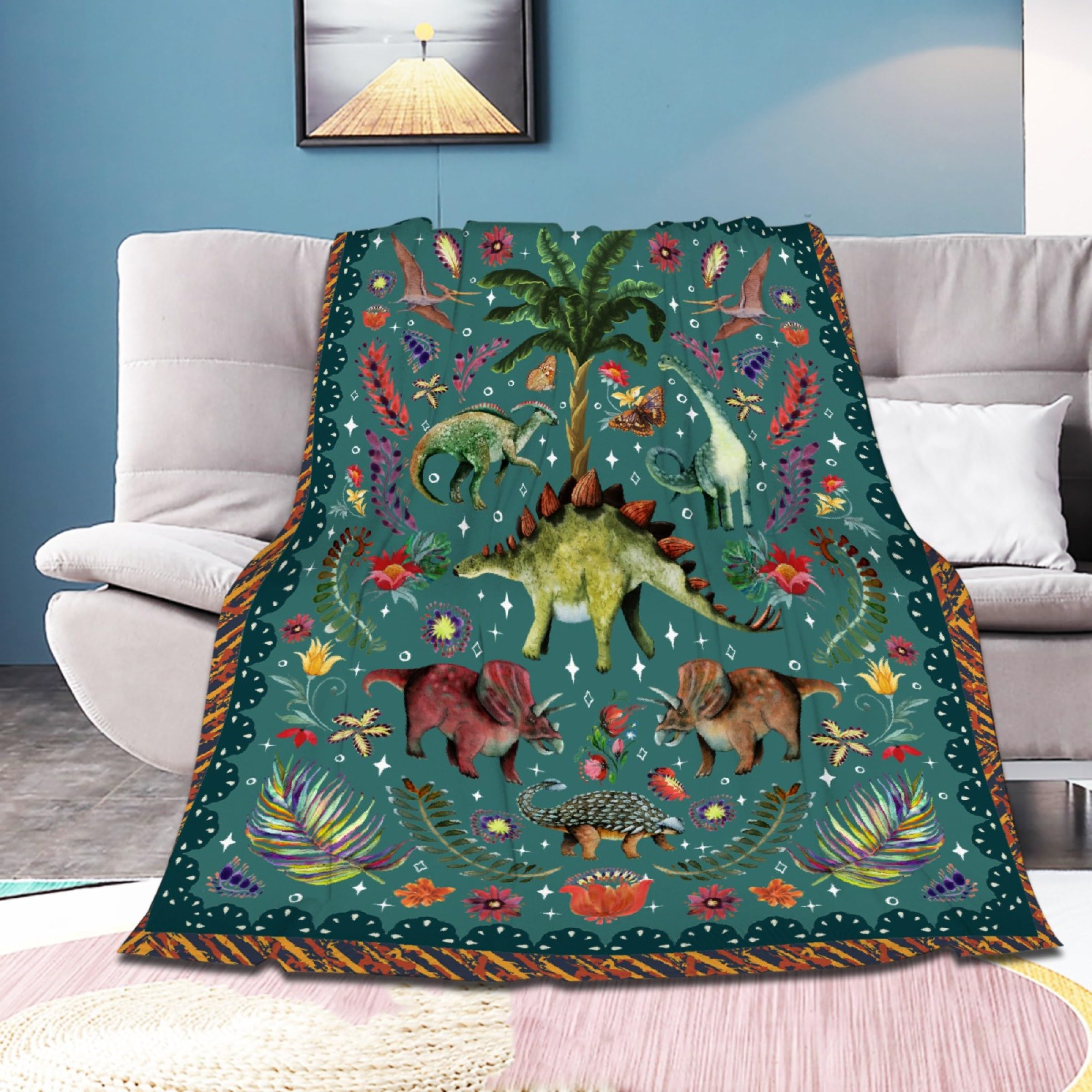Retro Dinosaur Blanket Gift for Boys,Jurassic Dino Dinosaurs Throw Blanket