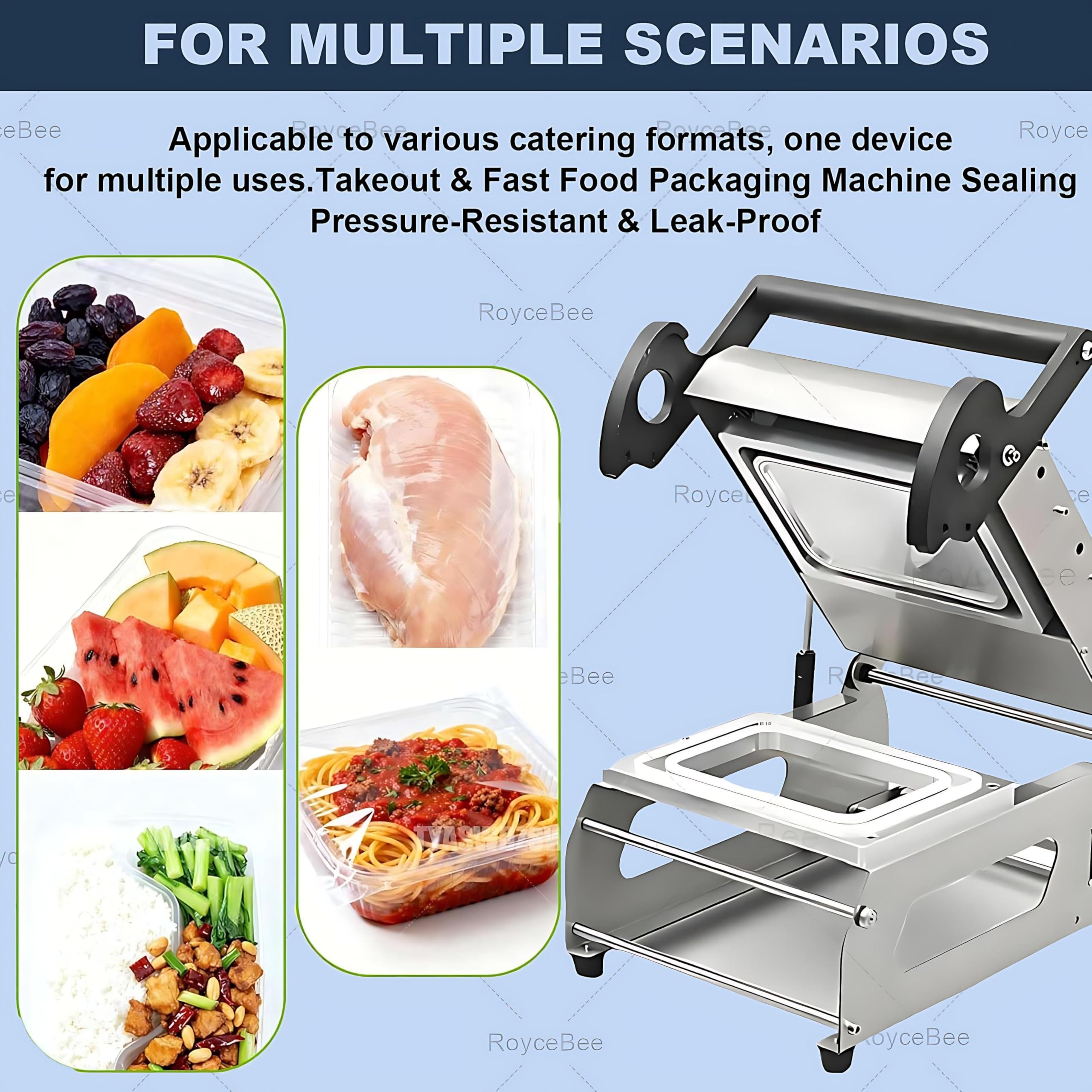 MáQuina Termoselladora para Envases de Comida RáPida, Sellado Manual para Bandejas y Bowls, ProduccióN 7-10 Unidades/Min, para FruteríAs, PescaderíAs, Obradores de Pan, CarniceríAs