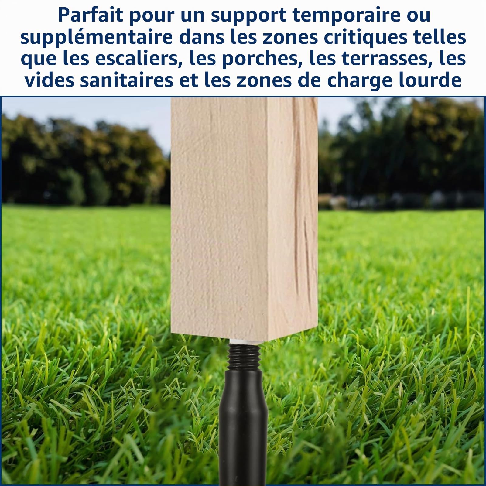 AKOLAFE Lot de 4 Pied de Poteau Reglable 100 à 150 MM Support de Poteau Reglable Support Poteau Bois Galvanisé avec Vis 75 x 95 mm Embase Pied de Poteau Vissé pour Terrasses, Abris, Gazebos