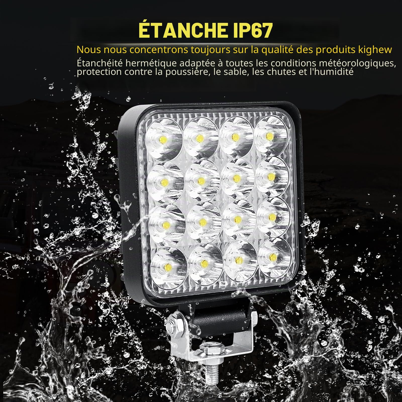 Willpower 4PCS Phare de Travail LED 3.3'' 48W Projecteur LED 12V 24V Etanche IP67 Spot Feux Antibrouillard pour 4x4 Voiture Camion Tracteur SUV Bateau Quad Vehicule