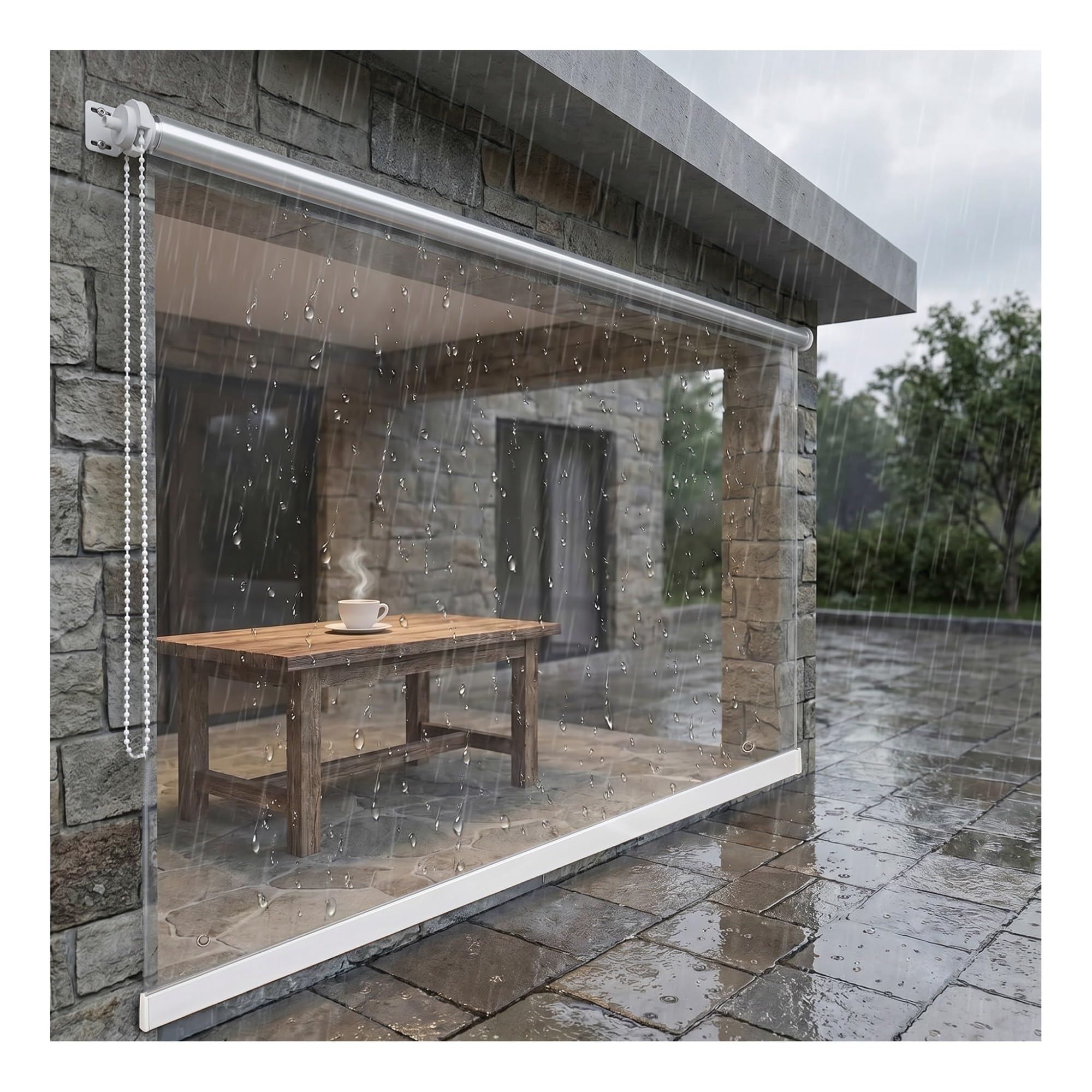 Clear Outdoor Roller Shades Blinds ，Clear PVC Blind Roll up Shade,HD Transparent Roll Up Curtain ，for Outdoor Pergola Patio Balcony,0.5mm Thickened(W85*H100cm/W33.4*H39.37in)