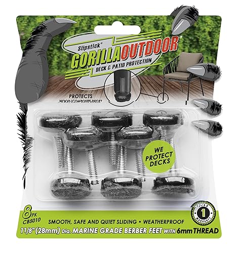 Slipstick Gorilla Outdoor Adjustable Furniture Levelers (8 Pack) Weatherproof Screw