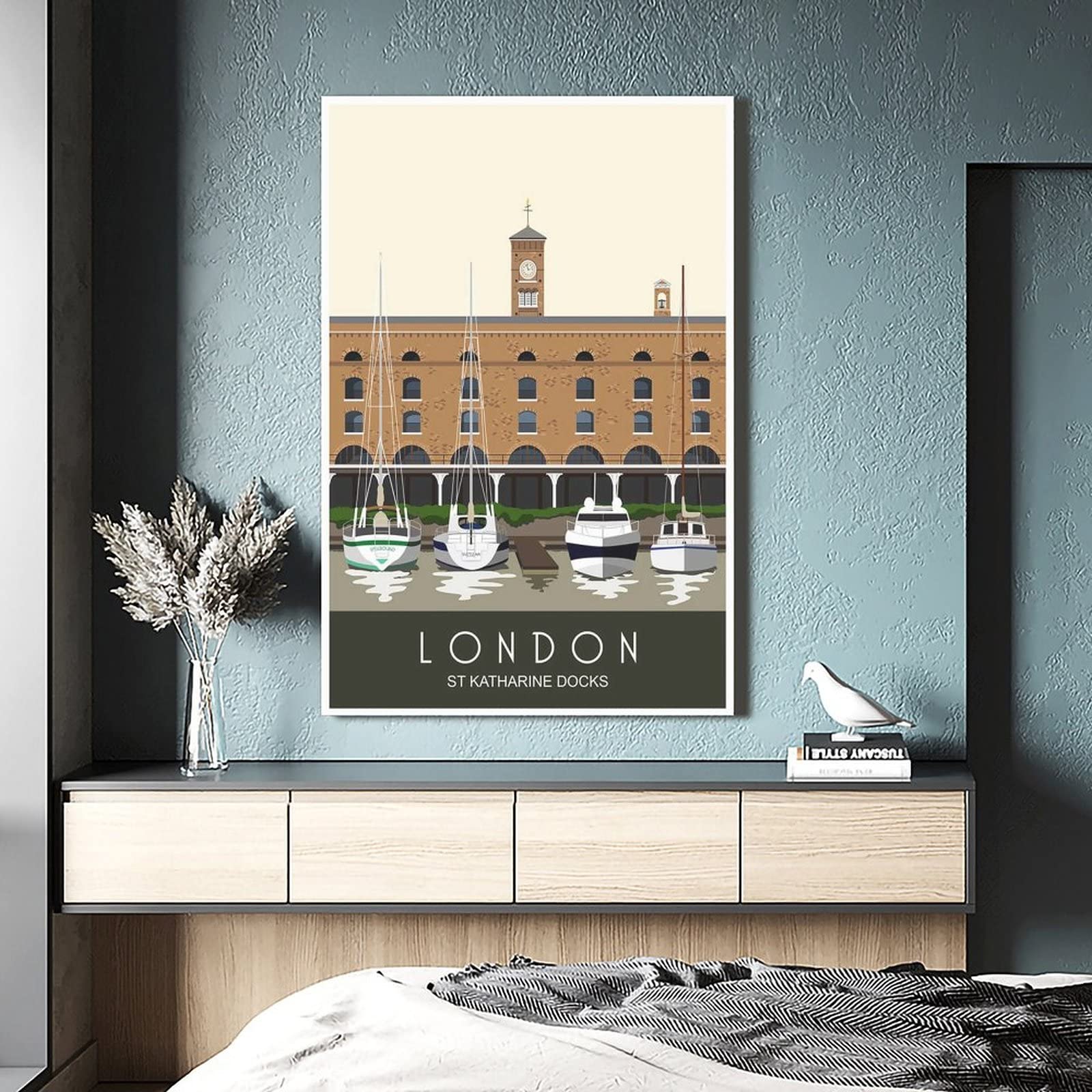 Cartel decorativo de viaje de Londres de St Katharine Muelles de barco de Londres Cartel decorativo moderno de la lona del dormitorio del arte del cartel de la pintura de la pintura de los carteles de