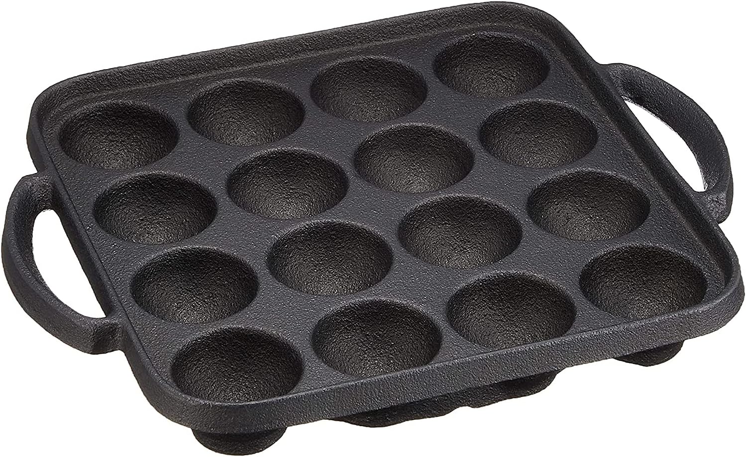 IPPINKA Japanese Cast Iron Takoyaki Grill Pan, 16 Holes, Made in Japan, Compatible with Gas Stoves and Induction Safe