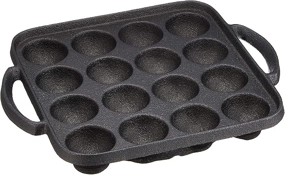 IPPINKA Japanese Cast Iron Takoyaki Grill Pan, 16 Holes, Made in Japan, Compatible with Gas Stoves and Induction Safe