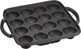 IPPINKA Japanese Cast Iron Takoyaki Grill Pan, 16 Holes, Made in Japan, Compatible with Gas Stoves and Induction Safe