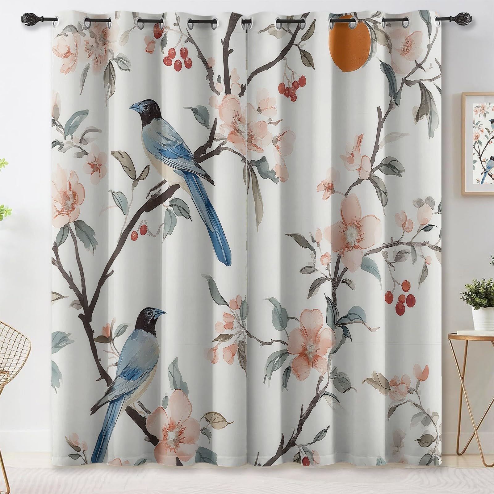 Rideau imprimé pour salon motif aquarelle aux finitions soignées