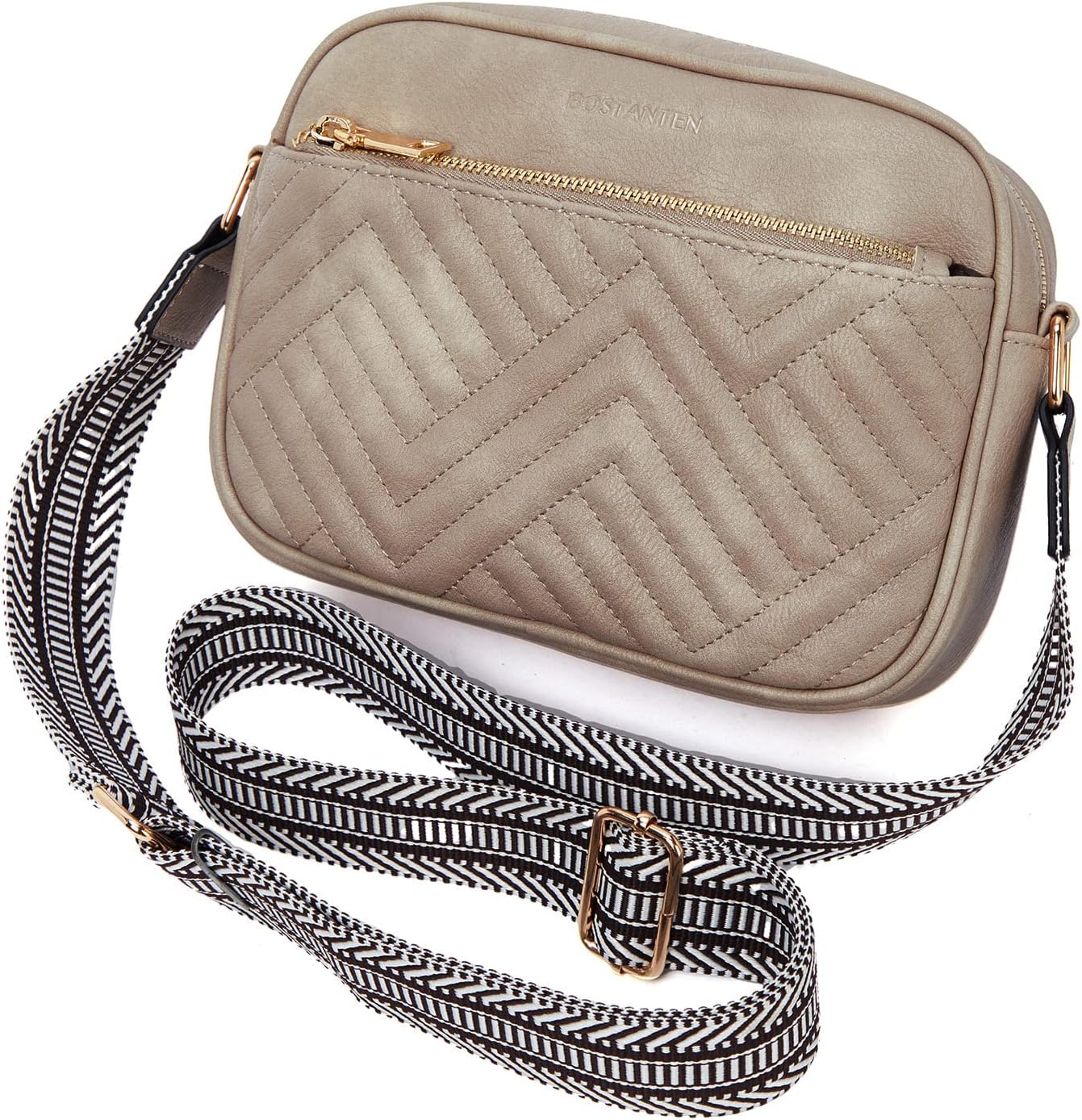 BOSTANTEN Quilted Crossbody Bags for Women Vegan Leather Purses Small Shoulder Handbags with Wide Strap | Quilted, Small, with Wide Strap, Quilted, Purses, Small - Image 8