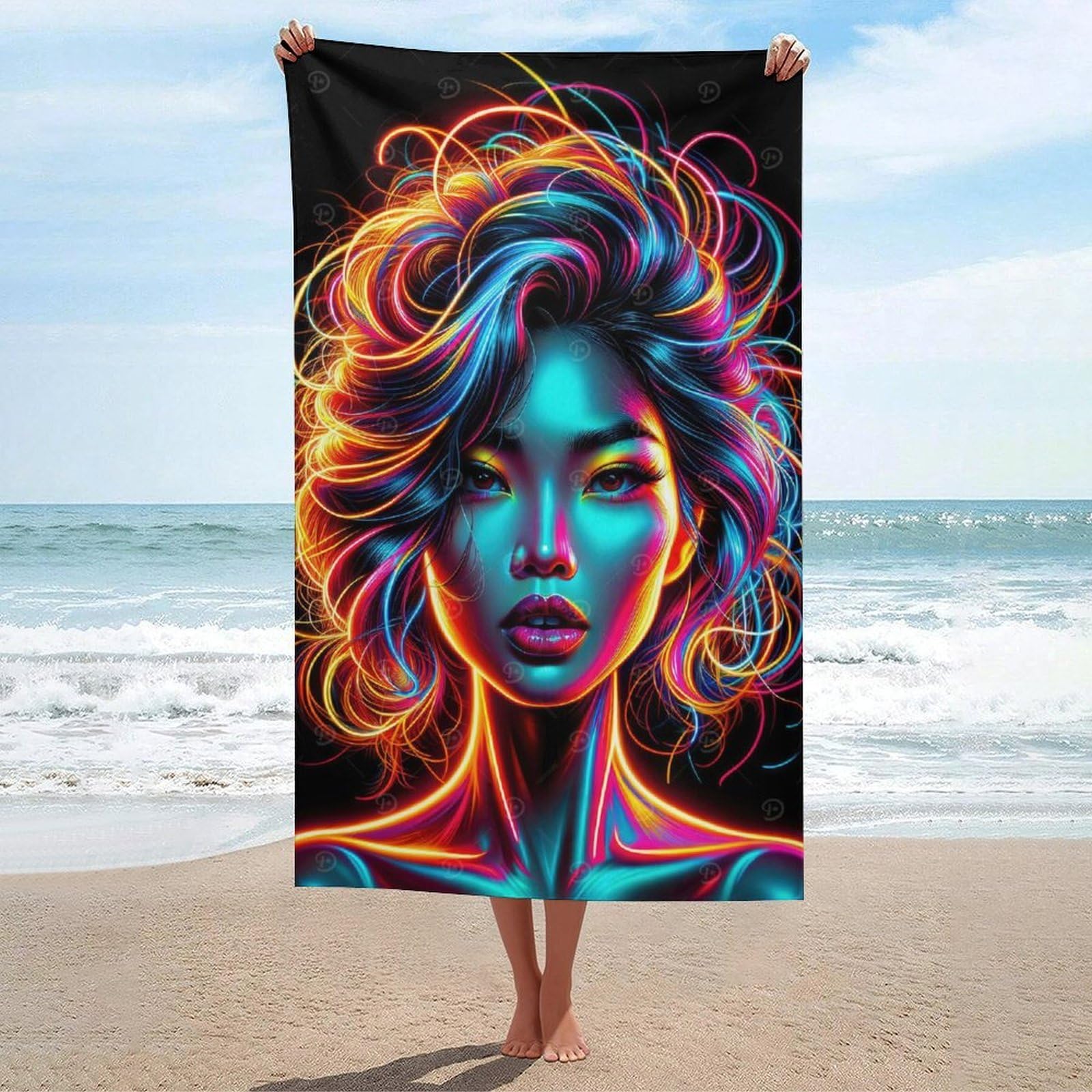 Serviette de plage sans sable et compacte, drap de bain léger et néon