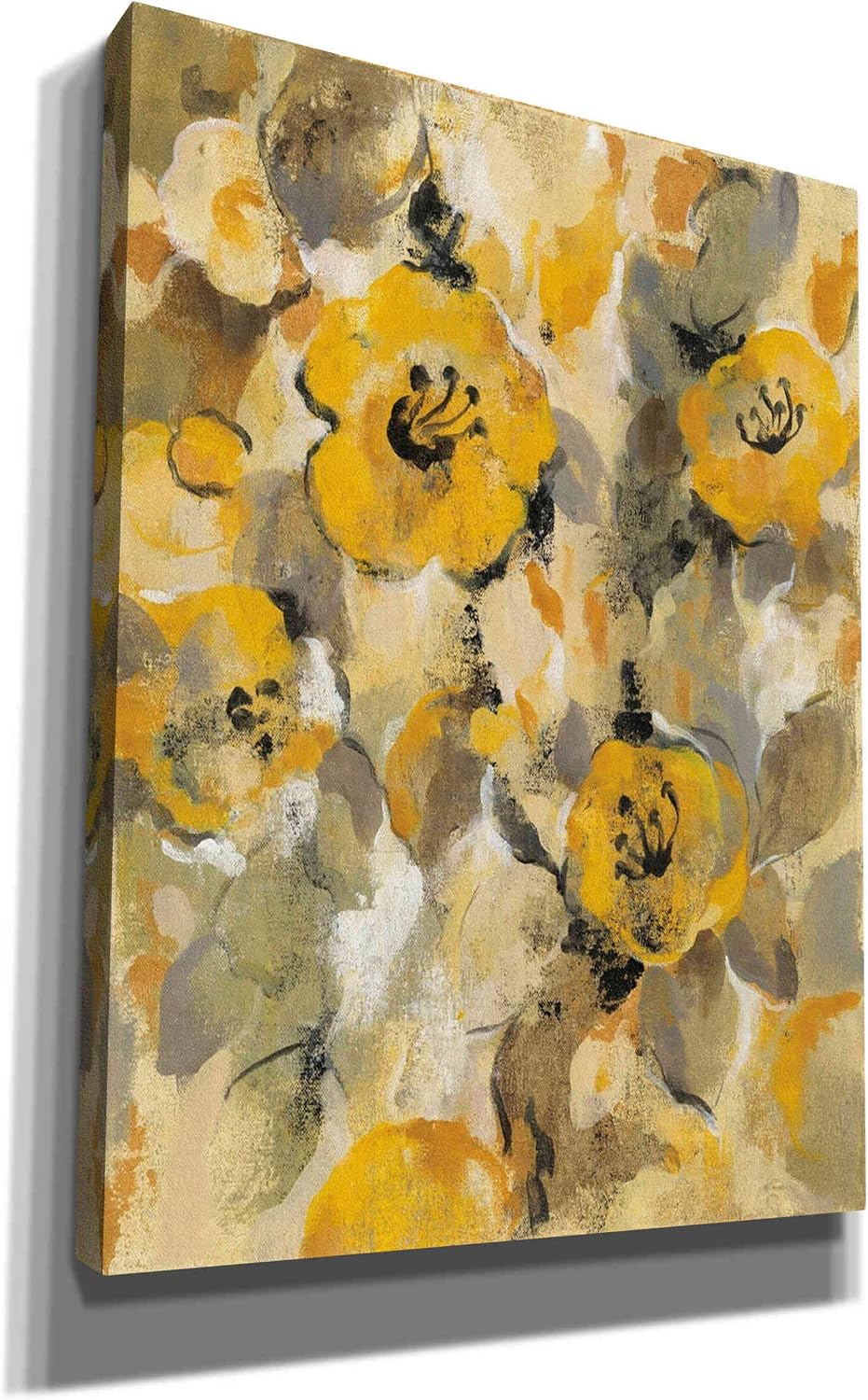 Epic Graffiti 'Yellow Floral I' by Silvia Vassileva, Canvas Wall Art, 12"x16"
