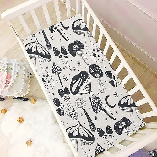 Miniatura 6 de Fitted Crib Sheet for Boys & Girls Mushrooms Pattern Soft Breathable Unisex Baby Sheets for Standard Crib and Toddler Mattresses 39 x 27 in