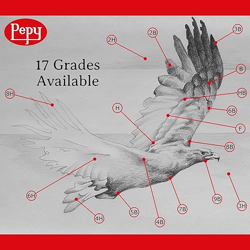 Miniatura 3 de Pepy Lápices de dibujo profesionales de grafito, juego de 12 lápices de plomo negro preafilados 9B perfectos para dibujar, dibujar y sombrear,