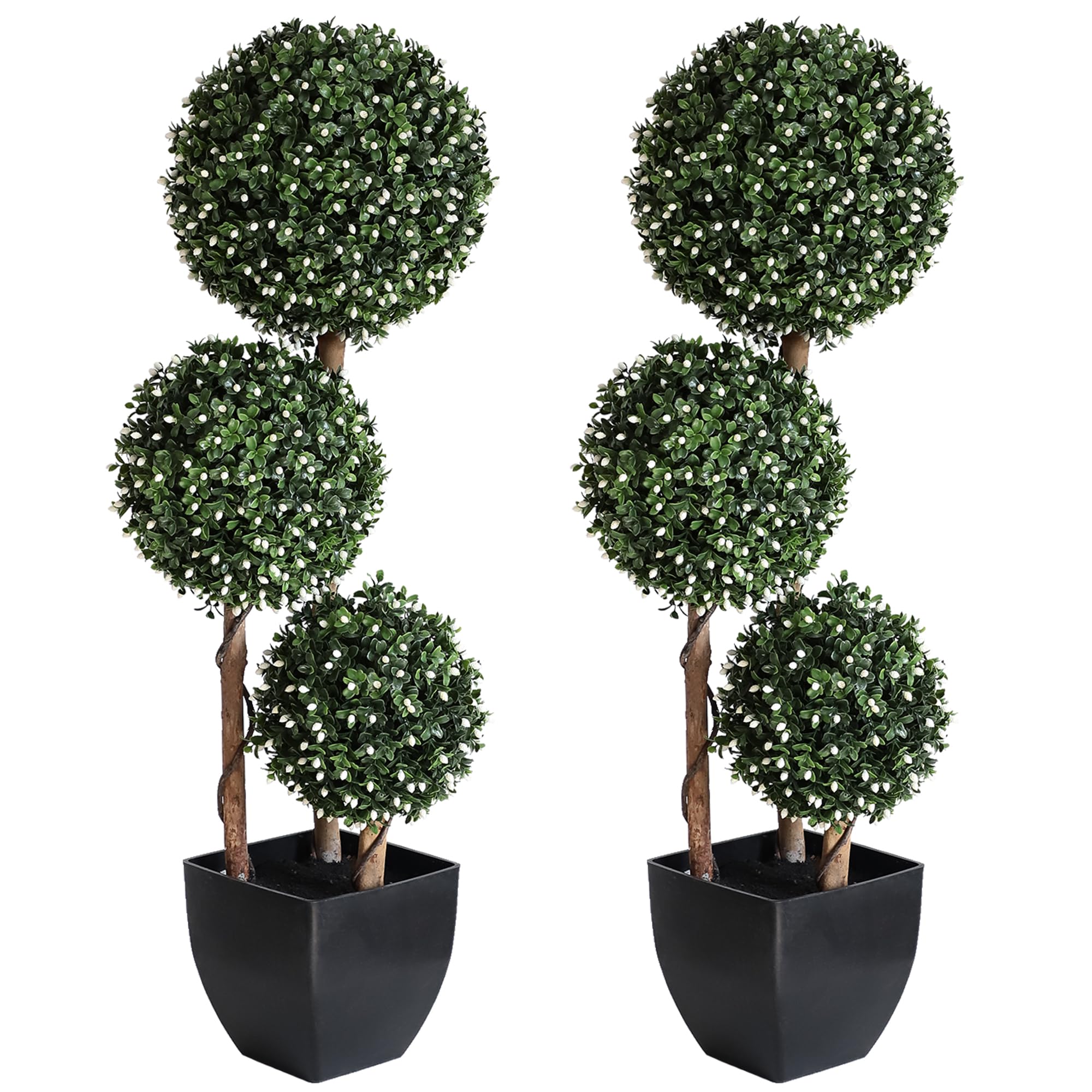 Damomo Artificial Boxwood Topiary Ball Tree, 3 Foot Outdoor Fake