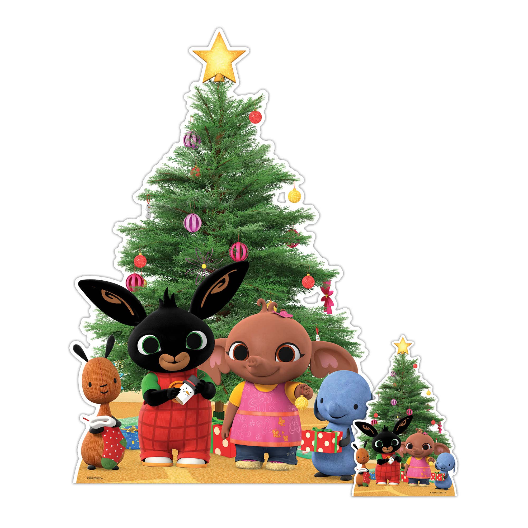 Star Cutouts SC4335 – Bing Christmas Group Cardboard Cutout with Sula, Flop & Gifts, Festive Party Decoration