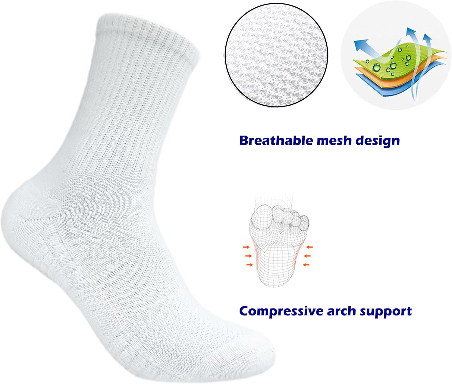 Hycome 4Pairs Socks Sport Running Calf Socks Performance Cushioned Breathable Crew Socks for Men Women - Image 3