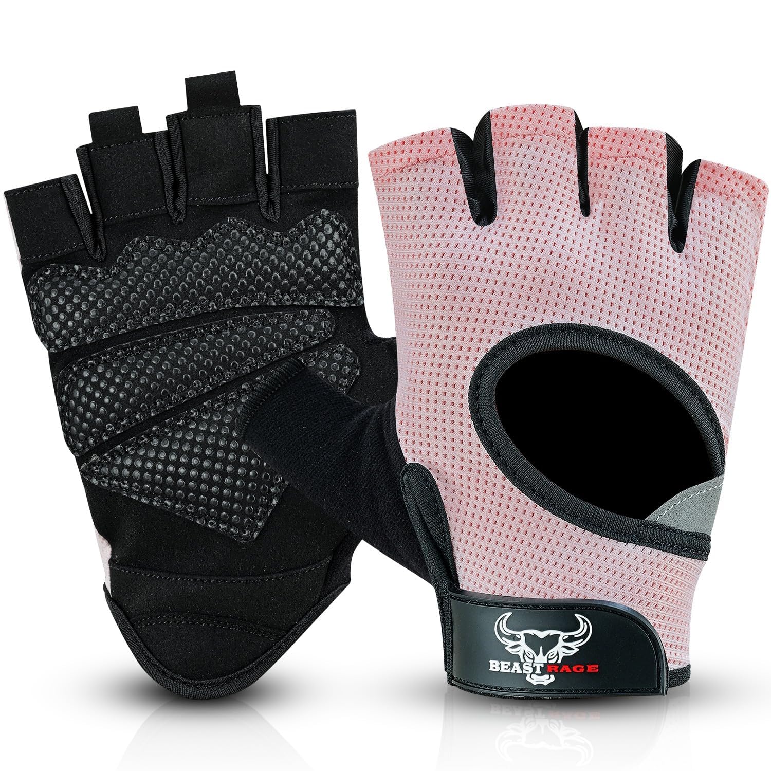 Beast Rage Guantes de Fitness parlevantamiento de Pesas para Hombres y Mujeres, Transpirables,Antideslizantes,Acolchados de Silicona,Guantes de Gimnasio Entrenamiento Ciclismo