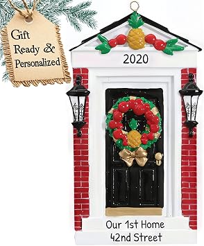 3D Personalized First Christmas in New Home Ornament 2025 | Brick Black Door with Wreath Our First Home Ornament 2025 New House Ornaments for Homeowners, Apartments, Neighbors, Housewarming Gifts 1st