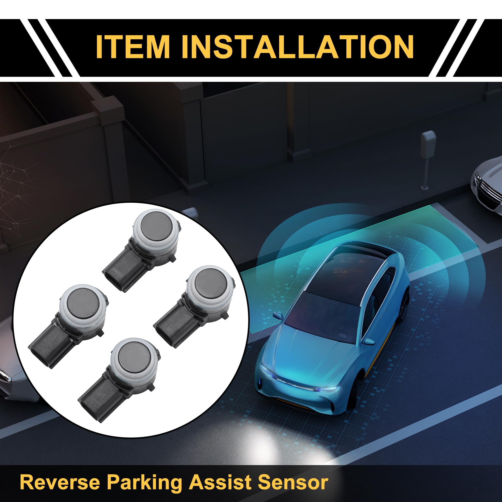 REPAIROCK 4 Pcs Bumper Backup Parking Sensor for Ford for Ranger 2019-2023 Reverse Parking Assist Sensor No.HU5Z15K859CAPTM Black