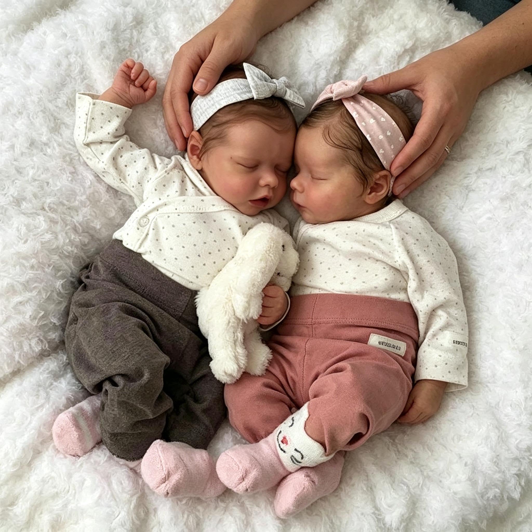 RXDOLL Reborn Lalki bliźniaki silikonowe winylowe na całe ciało, 45 cm, prawdziwie wyglądające noworodki, lalki dla chłopców i dziewczynek, realistyczne lalki niemowlęce, które wyglądają naprawdę