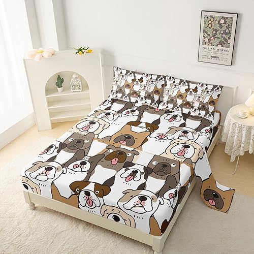 Miniatura 2 de QOOMO Juego de sábanas de perro Kawaii para niños, juego de sábanas de 16 pulgadas de profundidad de dibujos animados para niños, niñas, niños y