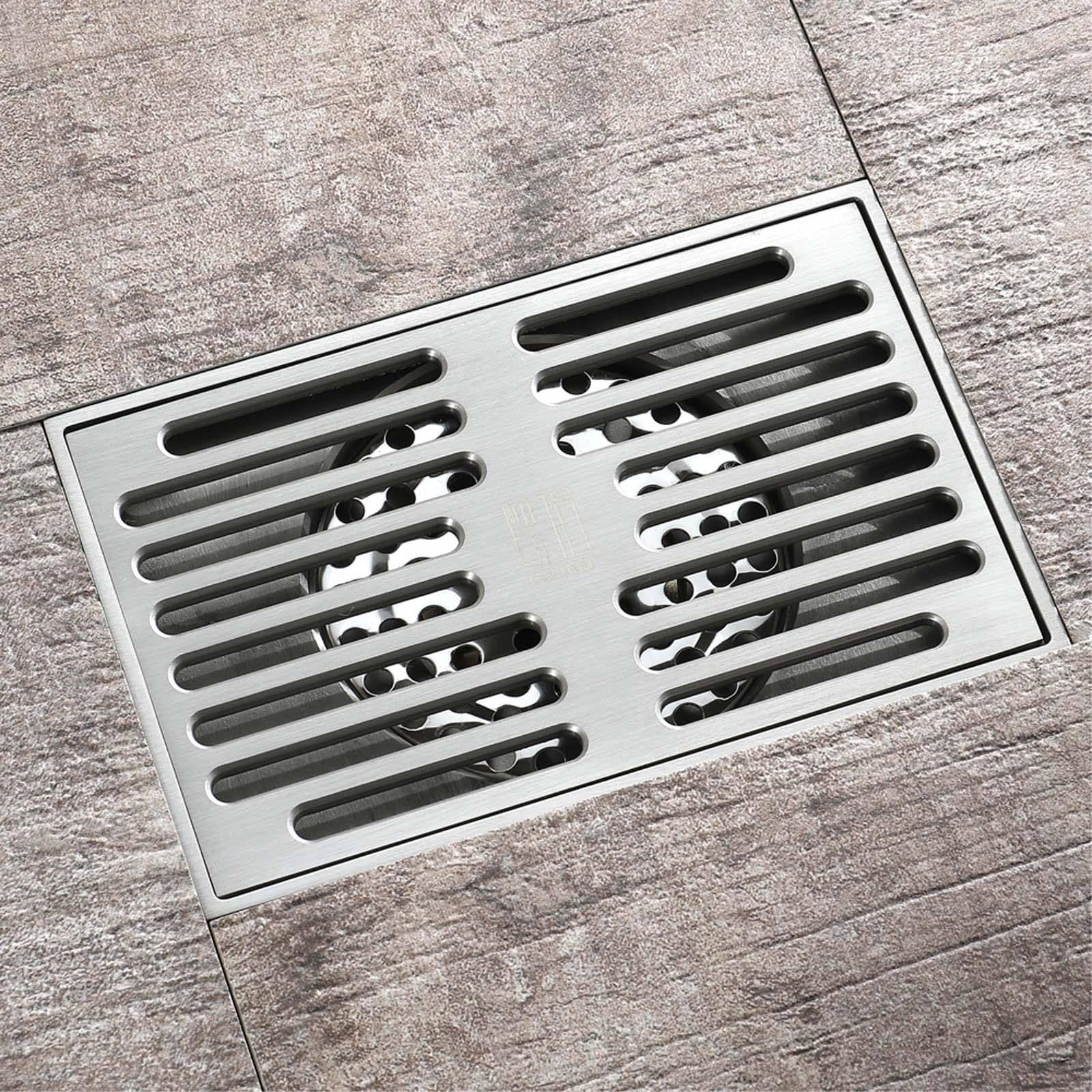 Bonde Douche Nord Américain Siphon Douche Laiton Bonde de Douche Rectangle Bonde Douche Extra Plate 140 * 90mm Siphon de Sol Anti-Odeur Convient pour Cuisine, Salle de Bain