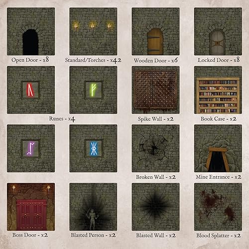 Miniatura 6 de Stratagem Las paredes del laberinto del maestro - 100 fichas de cartas para construcción de mazmorras 3D DND - Accesorios de terreno modular a