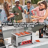 Vista 2 de CROSSON Hot Dog 7 Roller with Bun Warmer&Transparent Sneeze Guard,Commercial 7 Nonstick 304 Roller Grill Cooker Machine