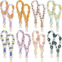 TWINKLEMON 16PCS Boho Macrame Wristlet Keychains - Handmade Flower Daisy Keyrings for Women, Bags & Keys