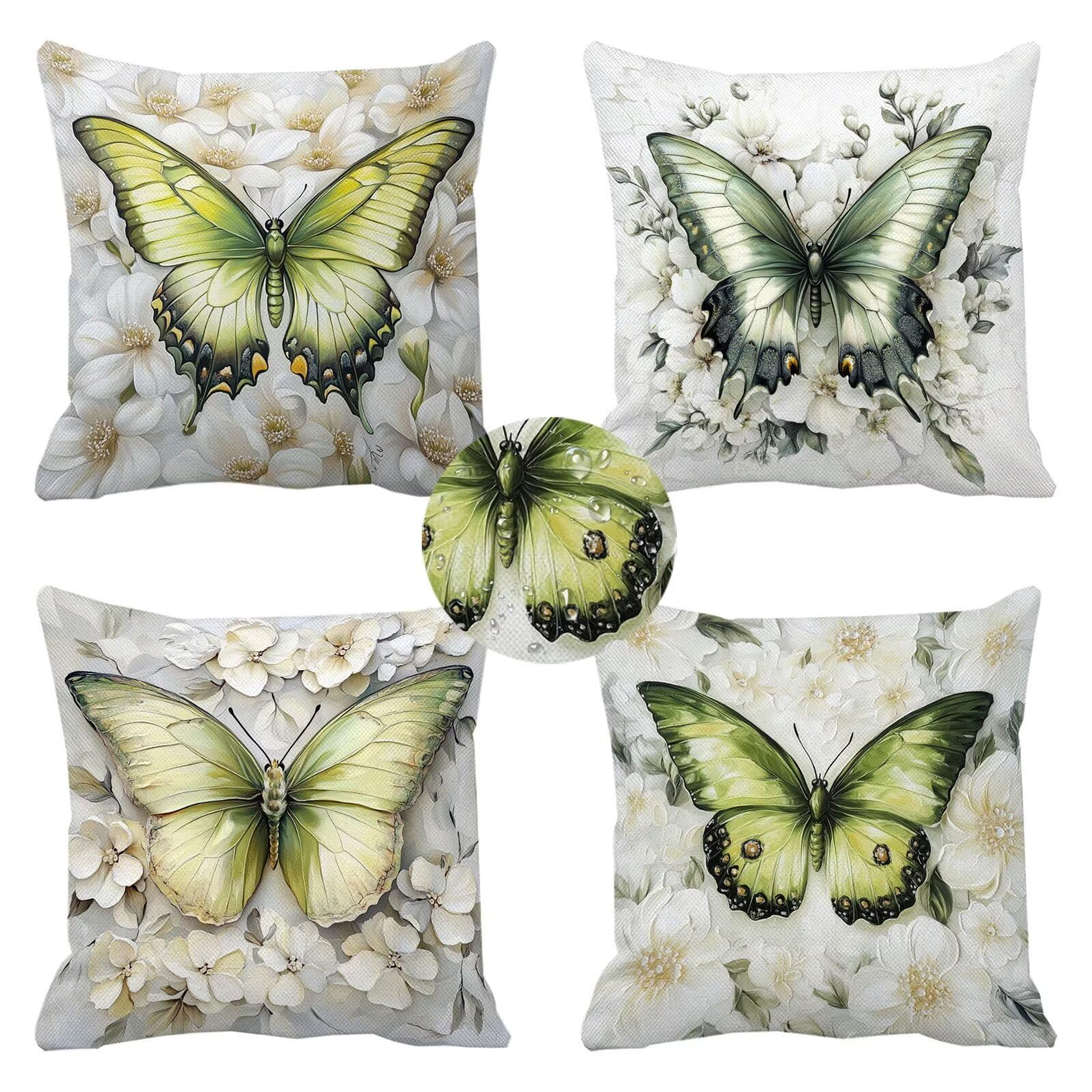 Housse de coussin vert moutarde 50x50 imperméable pour deco salon de jardin et maison