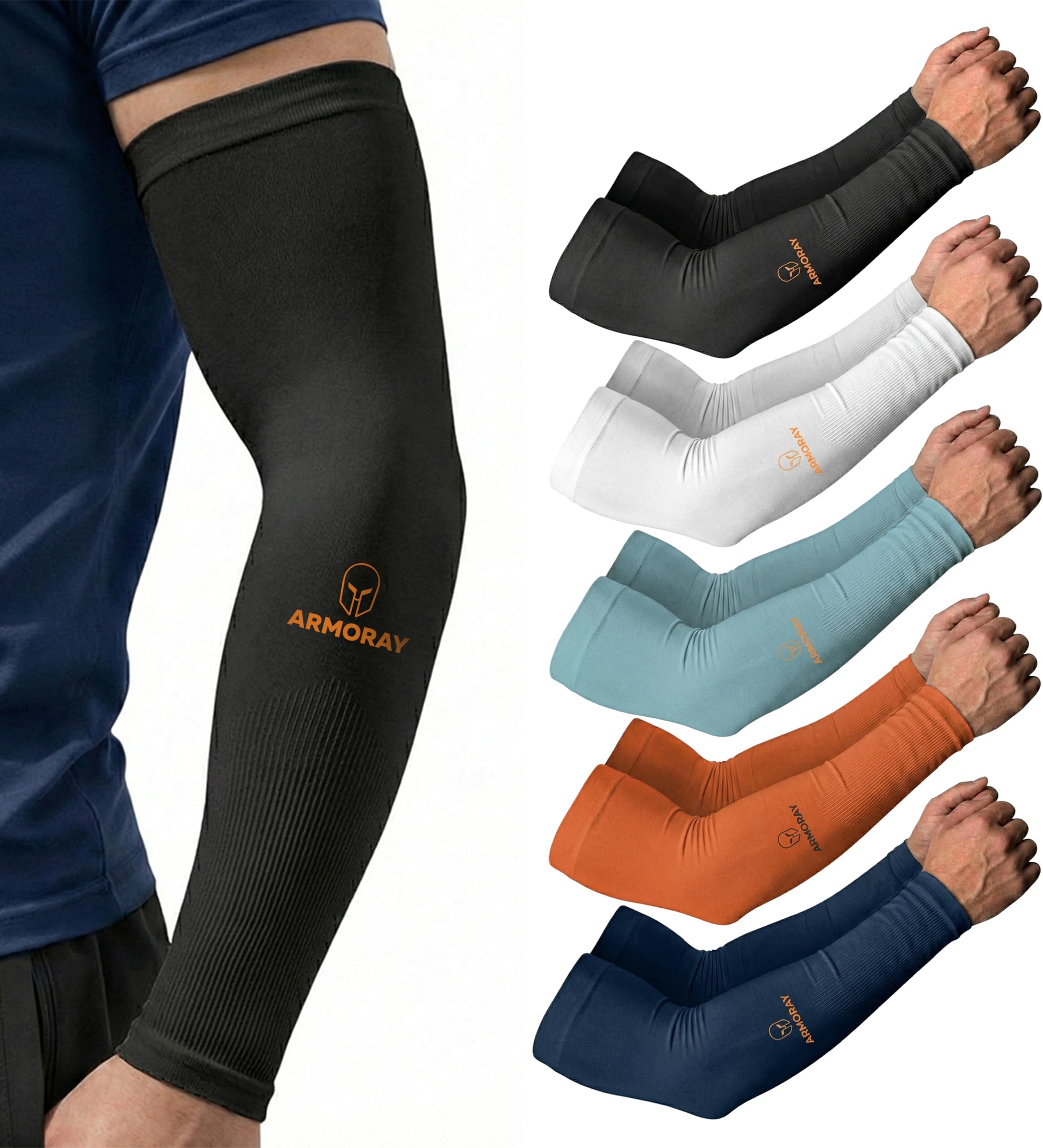 - ARMORAY Arm Sleeves for Men and Women - UV Sun Protection Cooling Compression - Tattoo Cover Up Sleeve for Daily Wear & Work