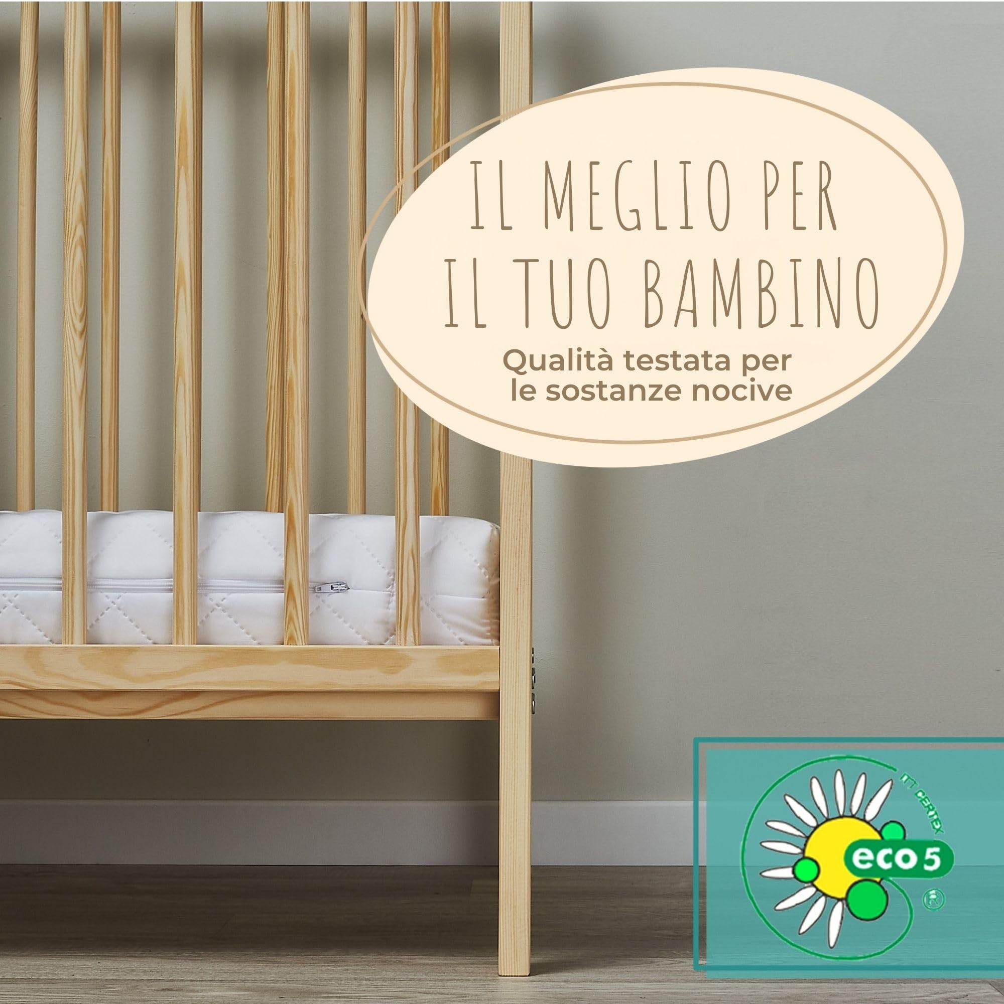 Materasso per bambini 60 x 120 cm con lenzuolo con angoli e rivestimento lavabile, materasso per bambini in schiuma fredda di alta qualità, 120 x 60 cm